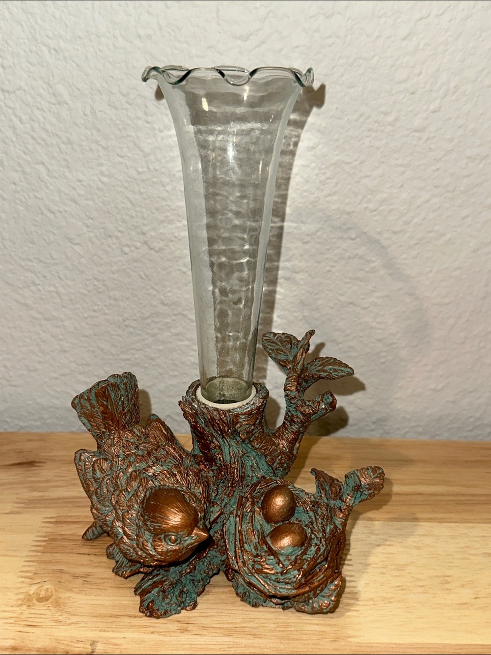 Vintage Bird and Nest Bud Vase 8”